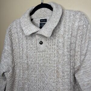 Buffalo David Bitton Men's XL Cable Knit Shawl Collar Pullover Sweater Beige